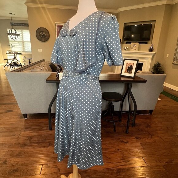 Hell Bunny Vixen Dress XL 40s 50s Style Polka Dot Tea Pin Up Rockabilly Retro L - Picture 5 of 10